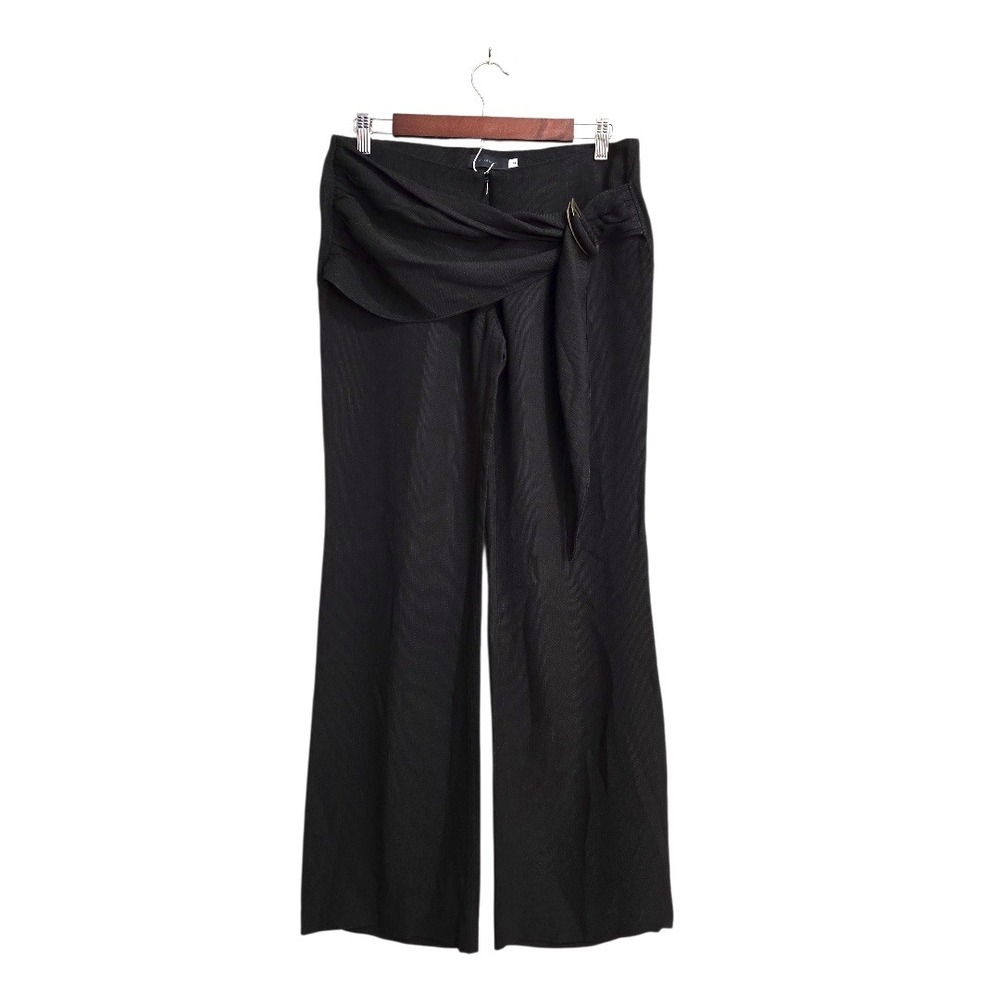 M. Officer Vintage Black Mid-Rise Straight Leg Ruched Belted Pants Sz 2